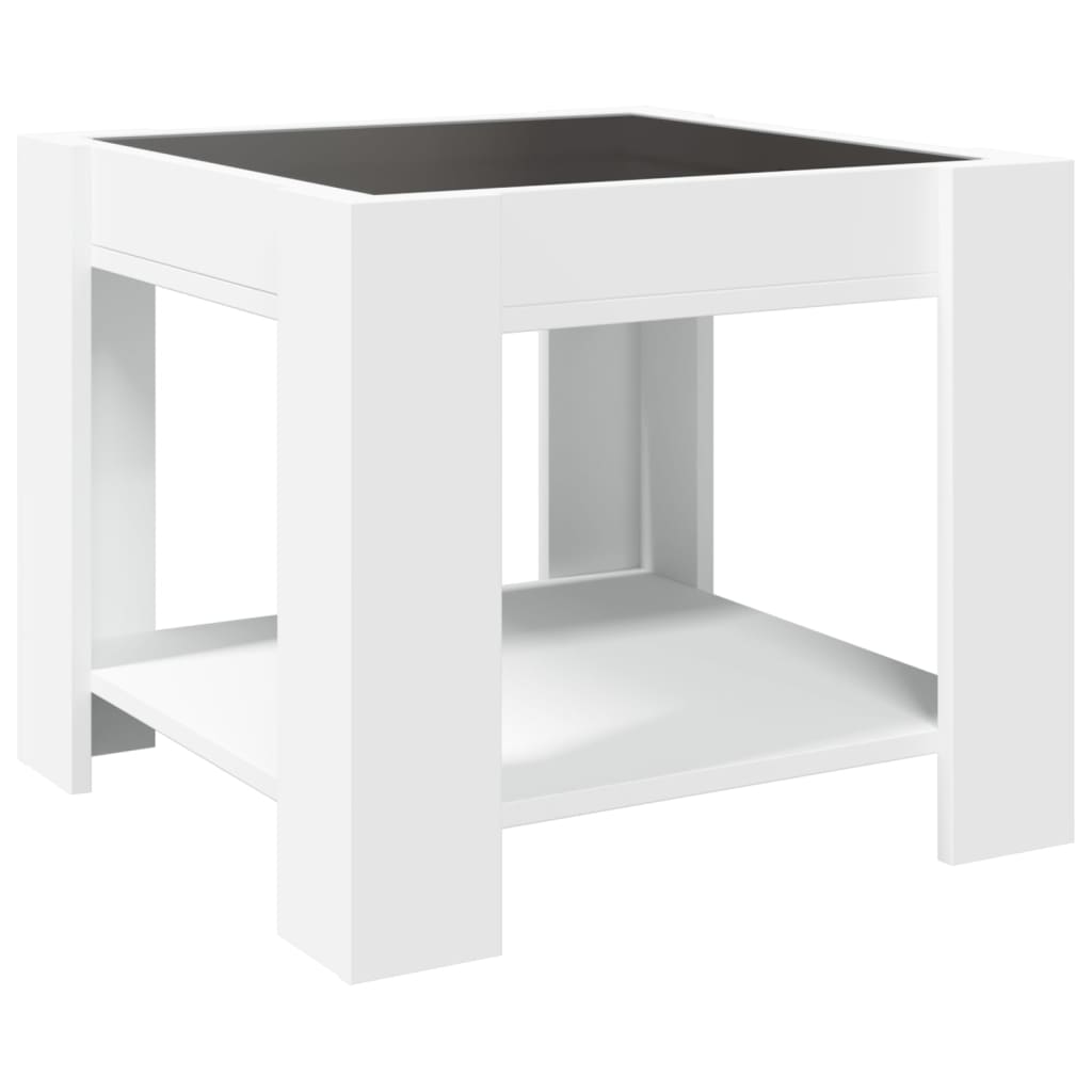 Table basse avec LED blanc 53x53x45 cm bois d'ingénierie - XIOS