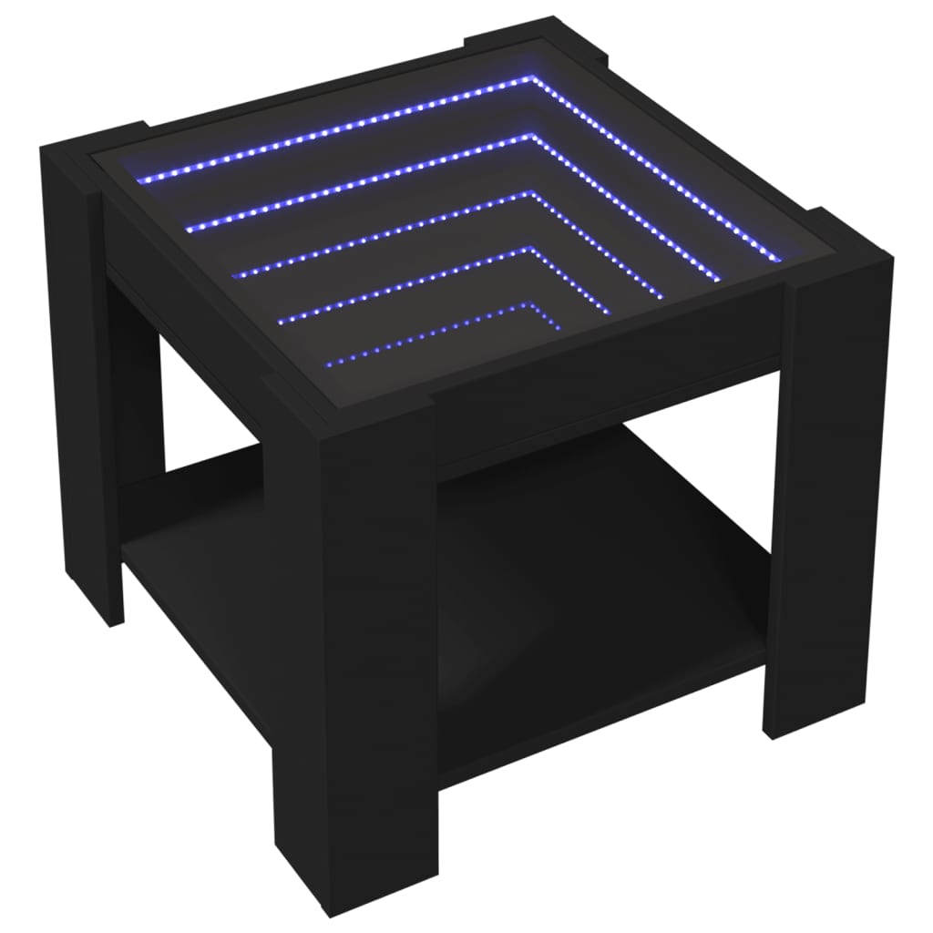 Table basse avec LED noir 53x53x45 cm bois d'ingénierie - XIOS