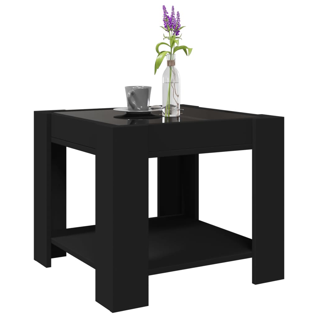 Table basse avec LED noir 53x53x45 cm bois d'ingénierie - XIOS
