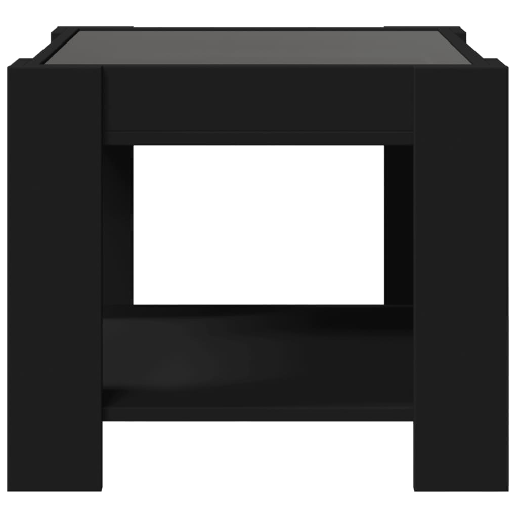 Table basse avec LED noir 53x53x45 cm bois d'ingénierie - XIOS