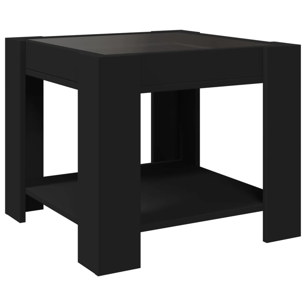 Table basse avec LED noir 53x53x45 cm bois d'ingénierie - XIOS