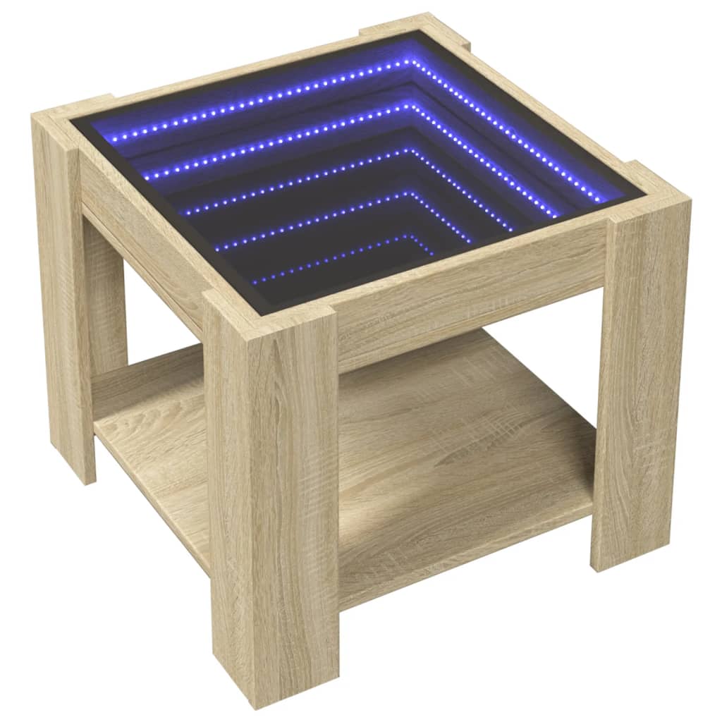 Table basse avec LED chêne sonoma 53x53x45 cm bois d'ingénierie - XIOS