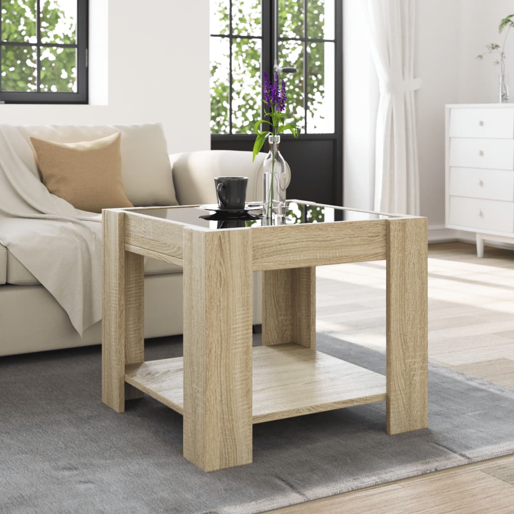 Table basse avec LED chêne sonoma 53x53x45 cm bois d'ingénierie - XIOS