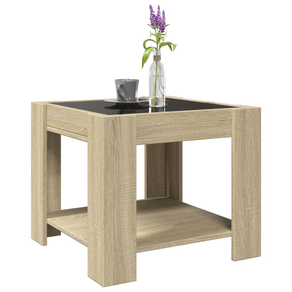 Table basse avec LED chêne sonoma 53x53x45 cm bois d'ingénierie - XIOS