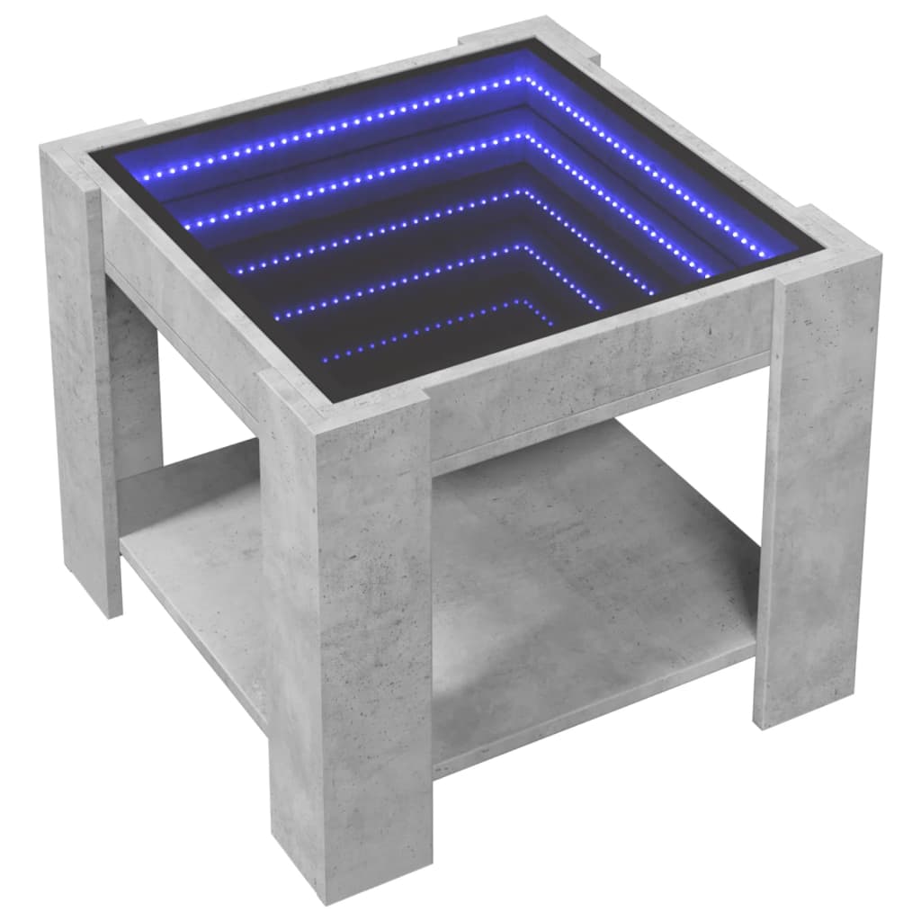 Table basse avec LED gris béton 53x53x45 cm bois d'ingénierie - XIOS