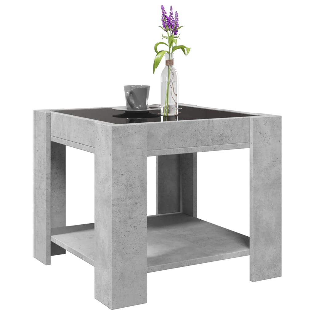 Table basse avec LED gris béton 53x53x45 cm bois d'ingénierie - XIOS
