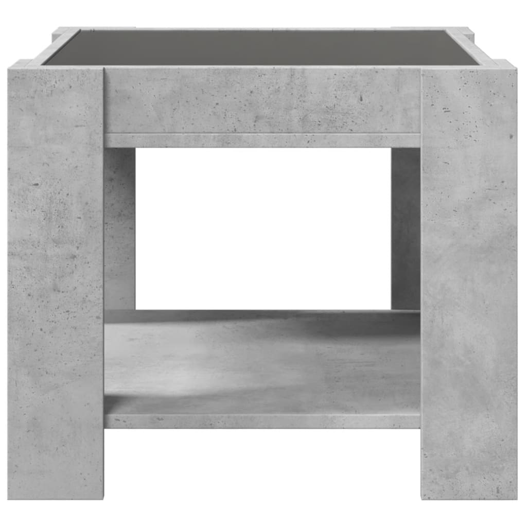 Table basse avec LED gris béton 53x53x45 cm bois d'ingénierie - XIOS