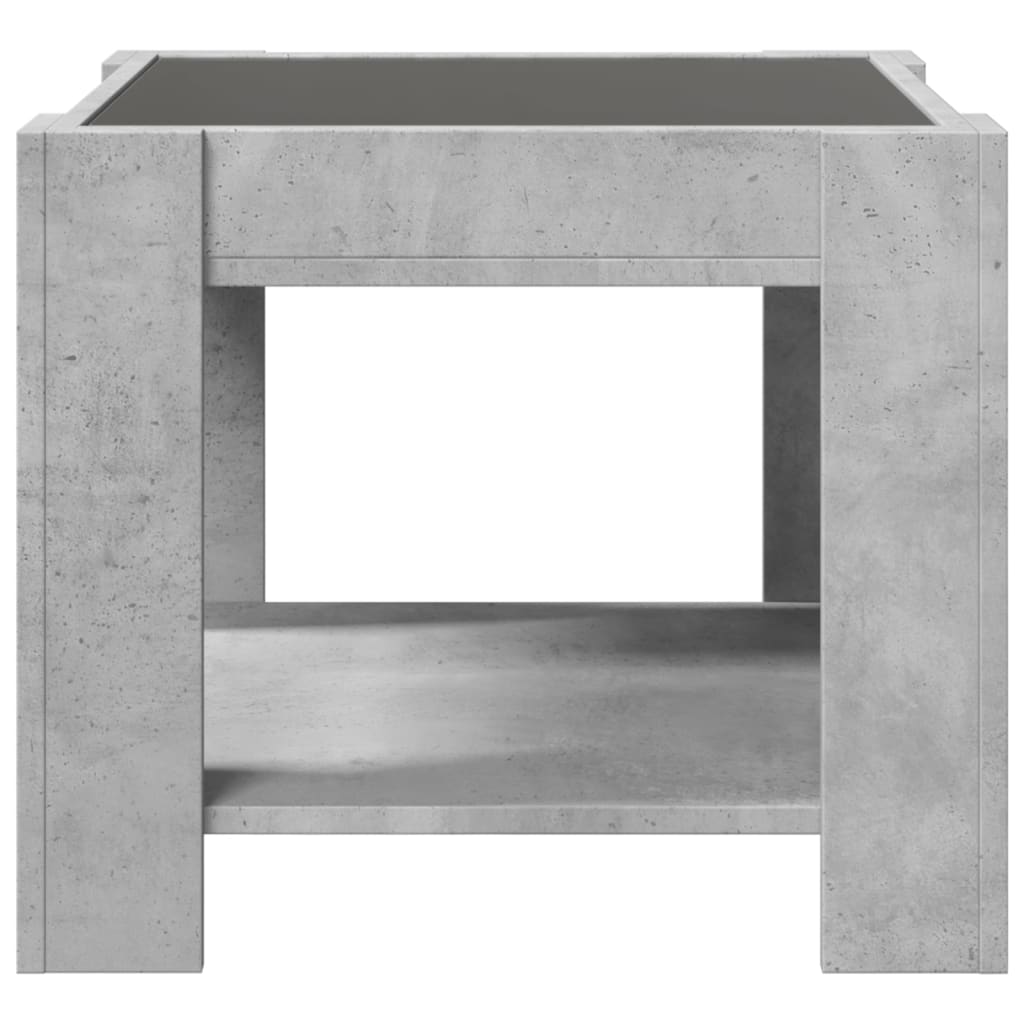 Table basse avec LED gris béton 53x53x45 cm bois d'ingénierie - XIOS