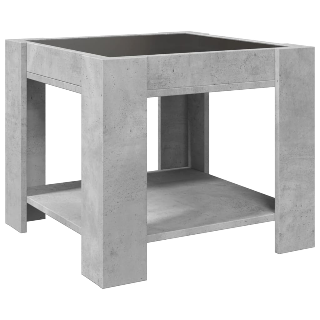 Table basse avec LED gris béton 53x53x45 cm bois d'ingénierie - XIOS