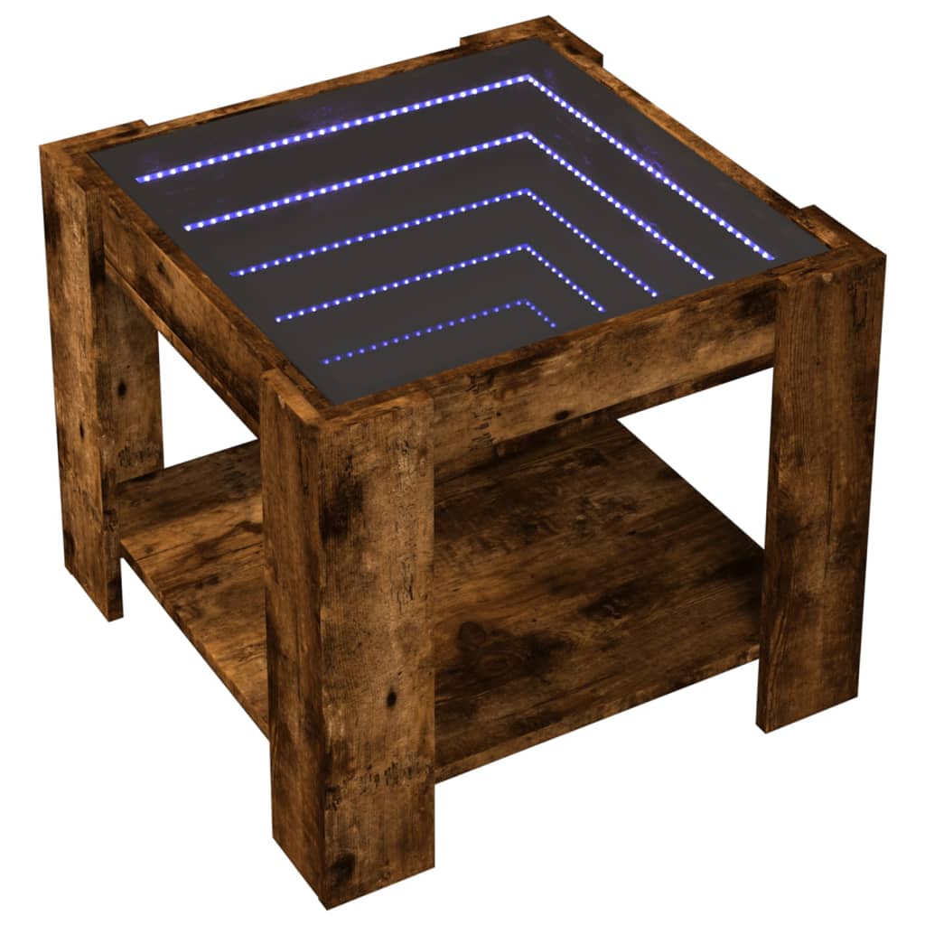 Table basse avec LED chêne fumé 53x53x45 cm bois d'ingénierie - XIOS