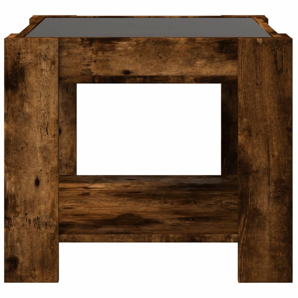 Table basse avec LED chêne fumé 53x53x45 cm bois d'ingénierie - XIOS