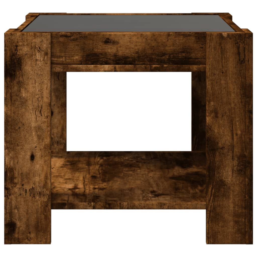 Table basse avec LED chêne fumé 53x53x45 cm bois d'ingénierie - XIOS