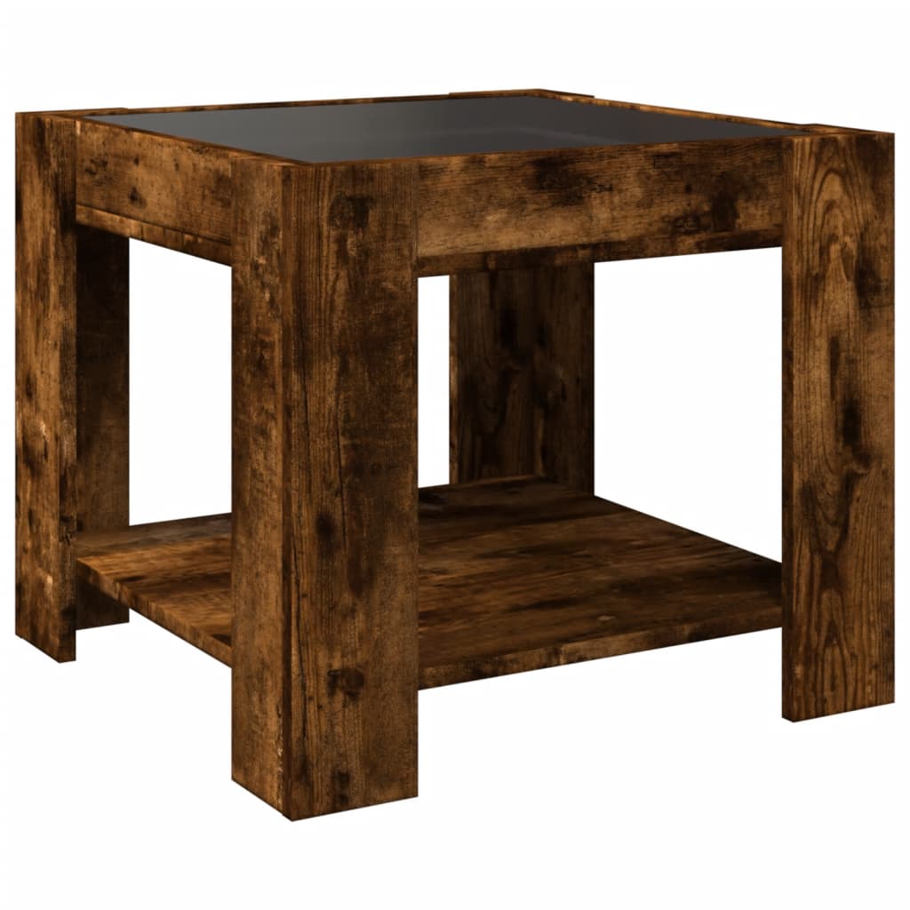 Table basse avec LED chêne fumé 53x53x45 cm bois d'ingénierie - XIOS