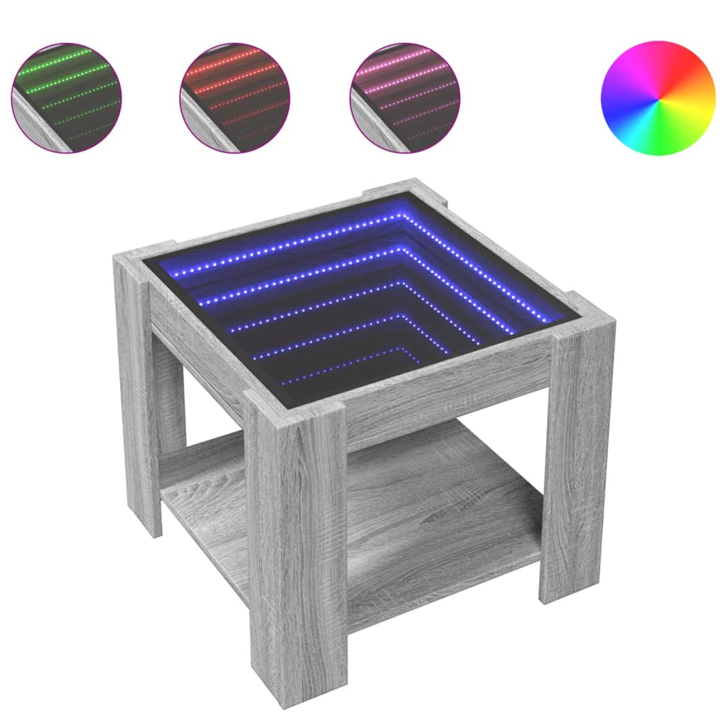 Table basse avec LED sonoma gris 53x53x45 cm bois d'ingénierie - XIOS