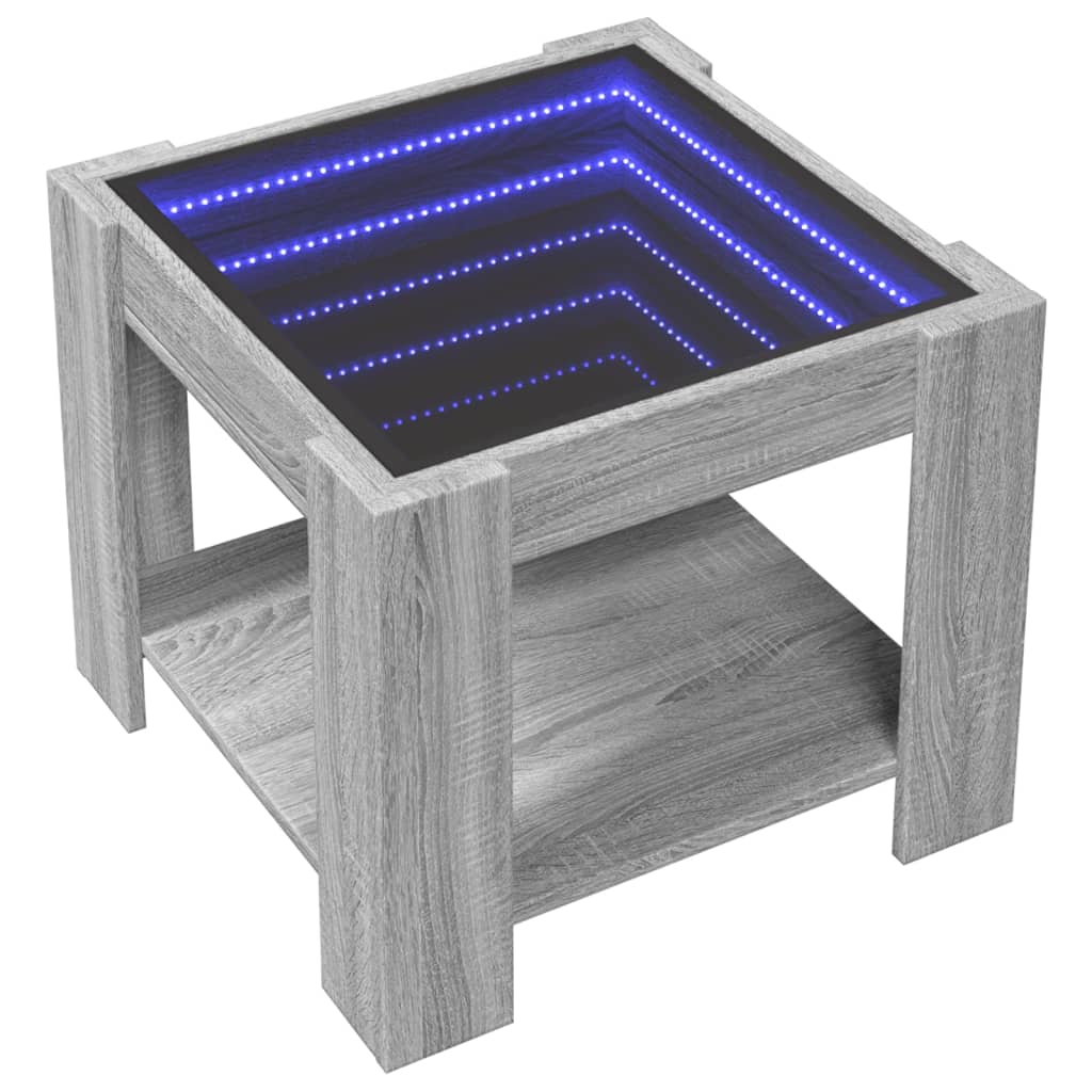 Table basse avec LED sonoma gris 53x53x45 cm bois d'ingénierie - XIOS