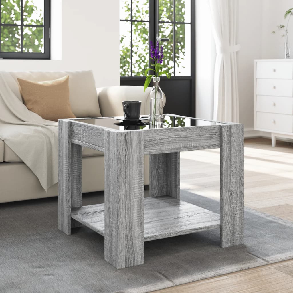 Table basse avec LED sonoma gris 53x53x45 cm bois d'ingénierie - XIOS