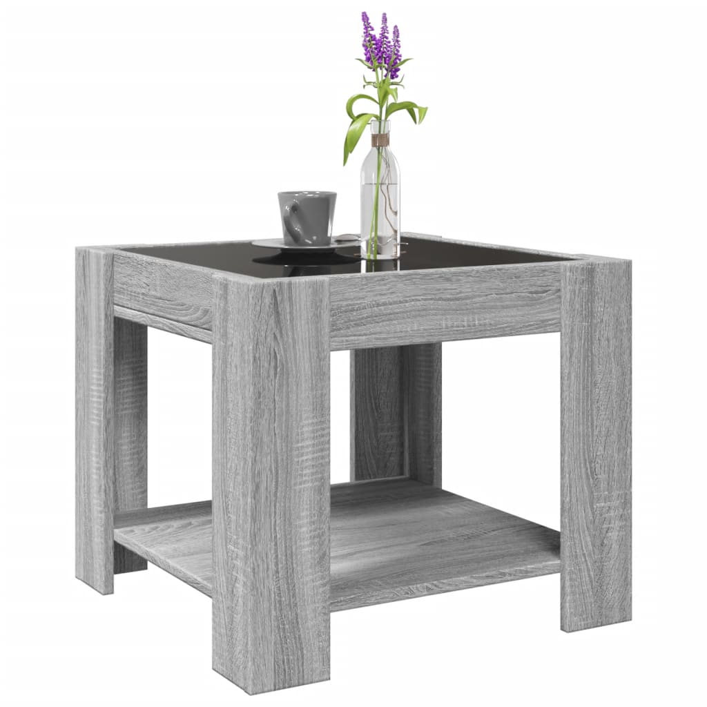Table basse avec LED sonoma gris 53x53x45 cm bois d'ingénierie - XIOS
