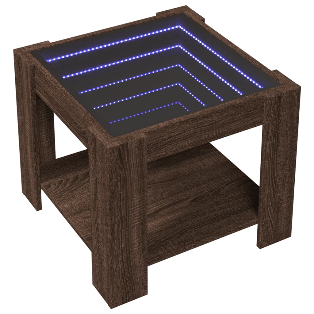 Table basse avec LED chêne marron 53x53x45 cm bois d'ingénierie - XIOS