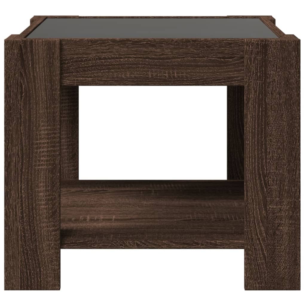 Table basse avec LED chêne marron 53x53x45 cm bois d'ingénierie - XIOS