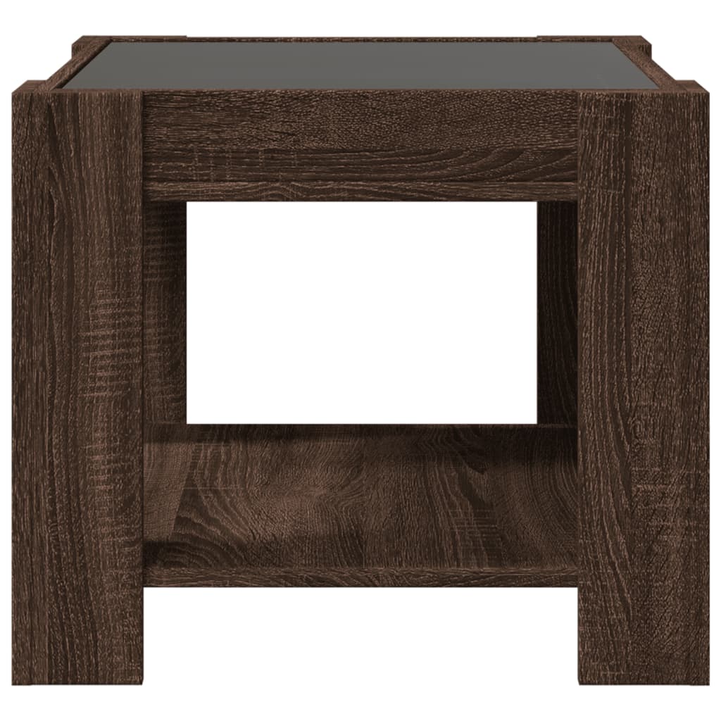 Table basse avec LED chêne marron 53x53x45 cm bois d'ingénierie - XIOS