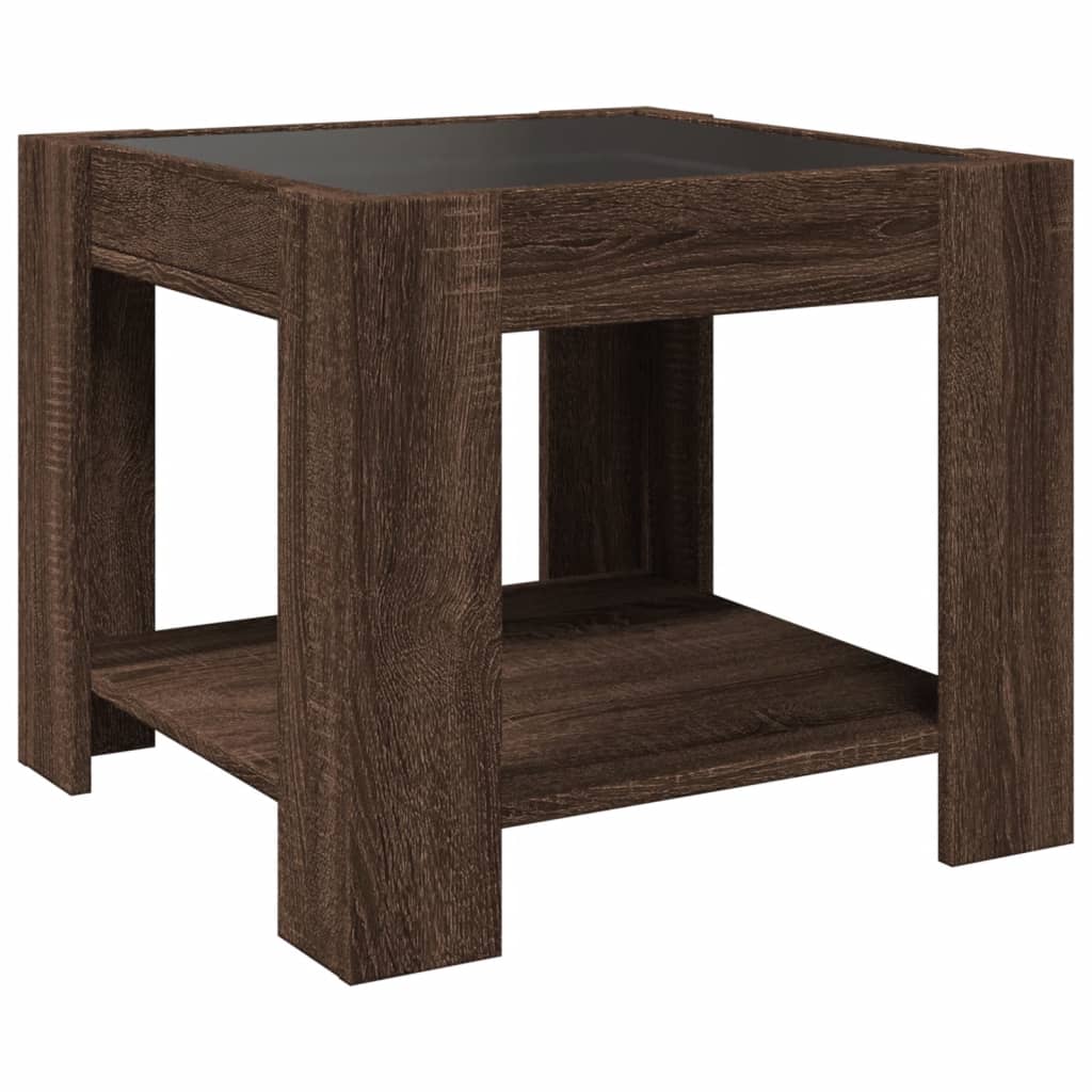 Table basse avec LED chêne marron 53x53x45 cm bois d'ingénierie - XIOS