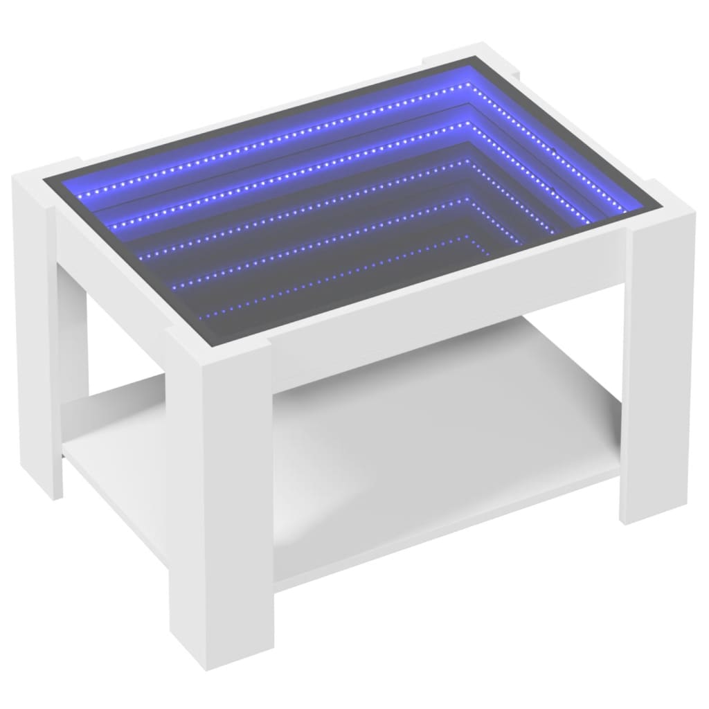 Table basse avec LED blanc 73x53x45 cm bois d'ingénierie - XIOS