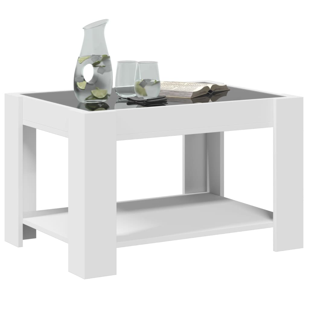 Table basse avec LED blanc 73x53x45 cm bois d'ingénierie - XIOS