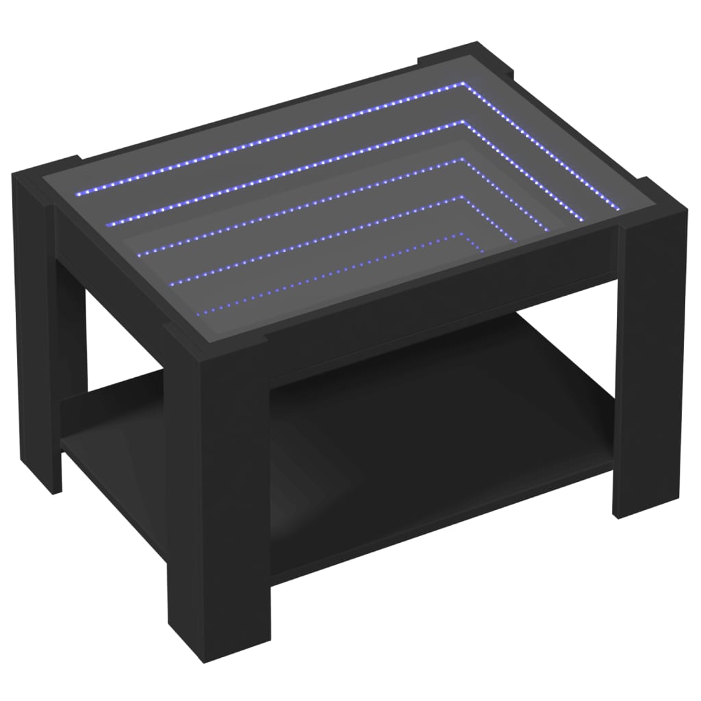 Table basse avec LED noir 73x53x45 cm bois d'ingénierie - XIOS
