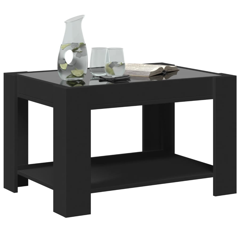 Table basse avec LED noir 73x53x45 cm bois d'ingénierie - XIOS
