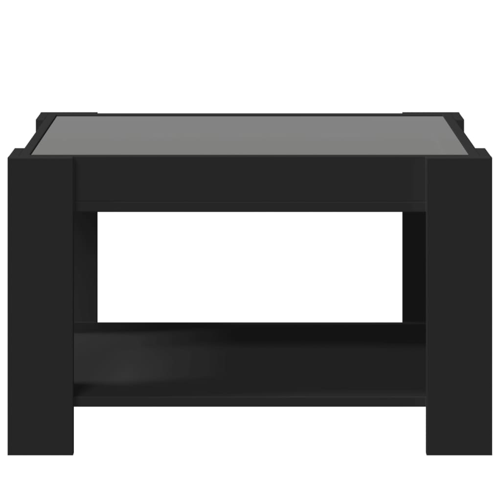Table basse avec LED noir 73x53x45 cm bois d'ingénierie - XIOS
