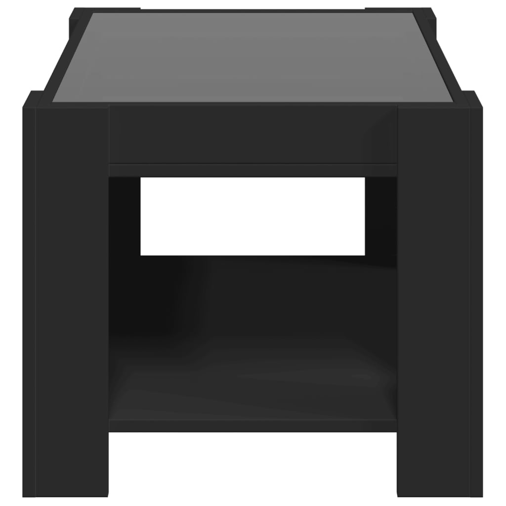 Table basse avec LED noir 73x53x45 cm bois d'ingénierie - XIOS