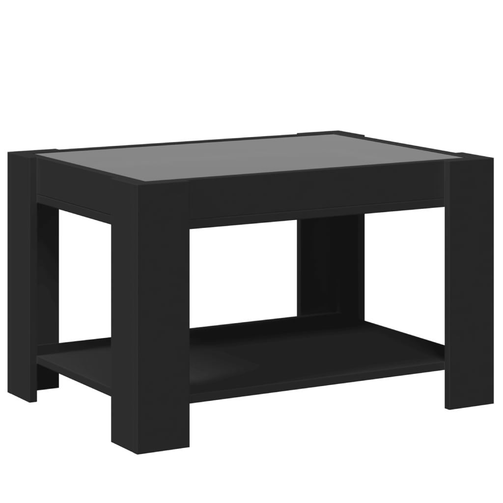 Table basse avec LED noir 73x53x45 cm bois d'ingénierie - XIOS