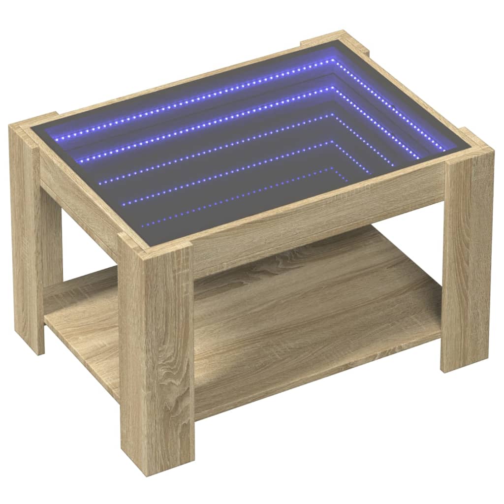 Table basse avec LED chêne sonoma 73x53x45 cm bois d'ingénierie - XIOS