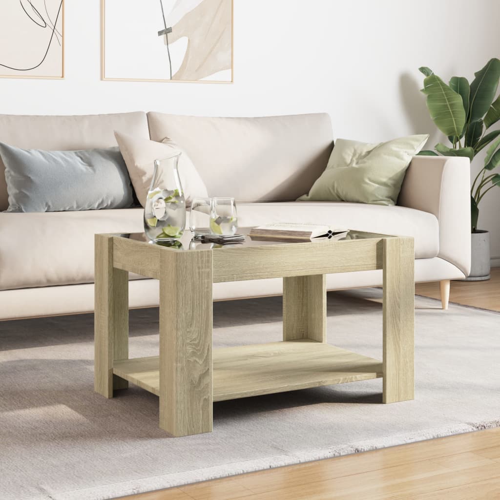 Table basse avec LED chêne sonoma 73x53x45 cm bois d'ingénierie - XIOS