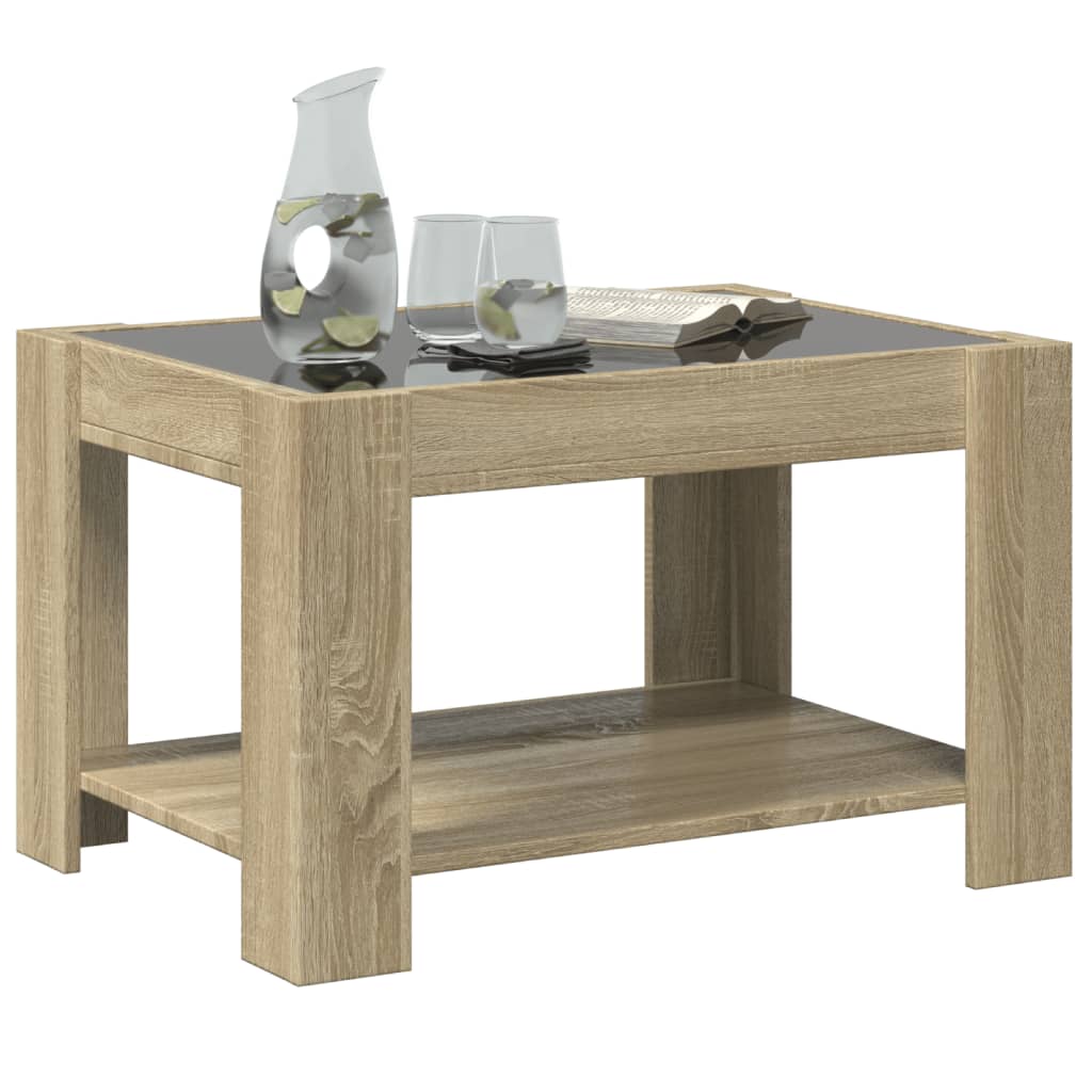Table basse avec LED chêne sonoma 73x53x45 cm bois d'ingénierie - XIOS