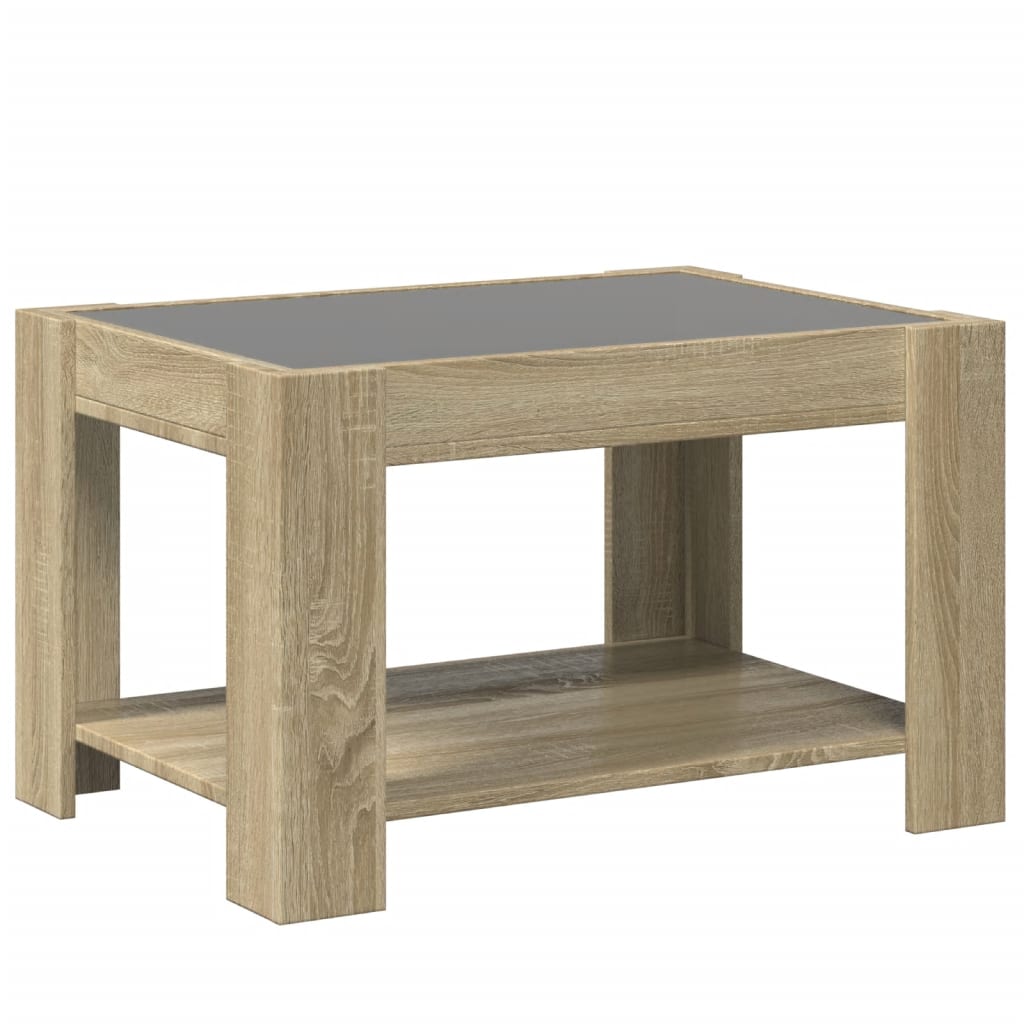 Table basse avec LED chêne sonoma 73x53x45 cm bois d'ingénierie - XIOS