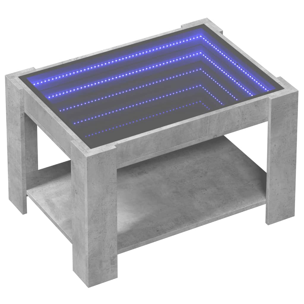 Table basse avec LED gris béton 73x53x45 cm bois d'ingénierie - XIOS