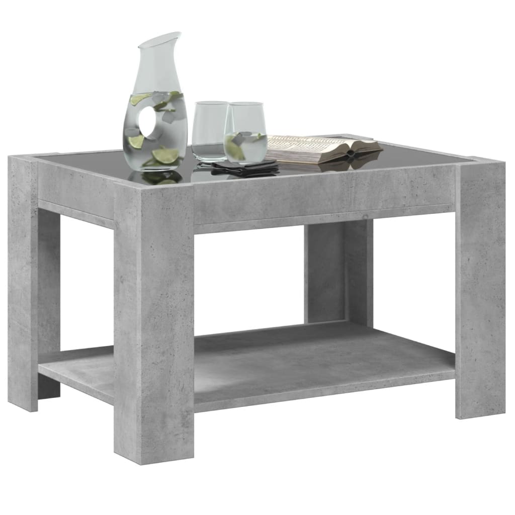 Table basse avec LED gris béton 73x53x45 cm bois d'ingénierie - XIOS