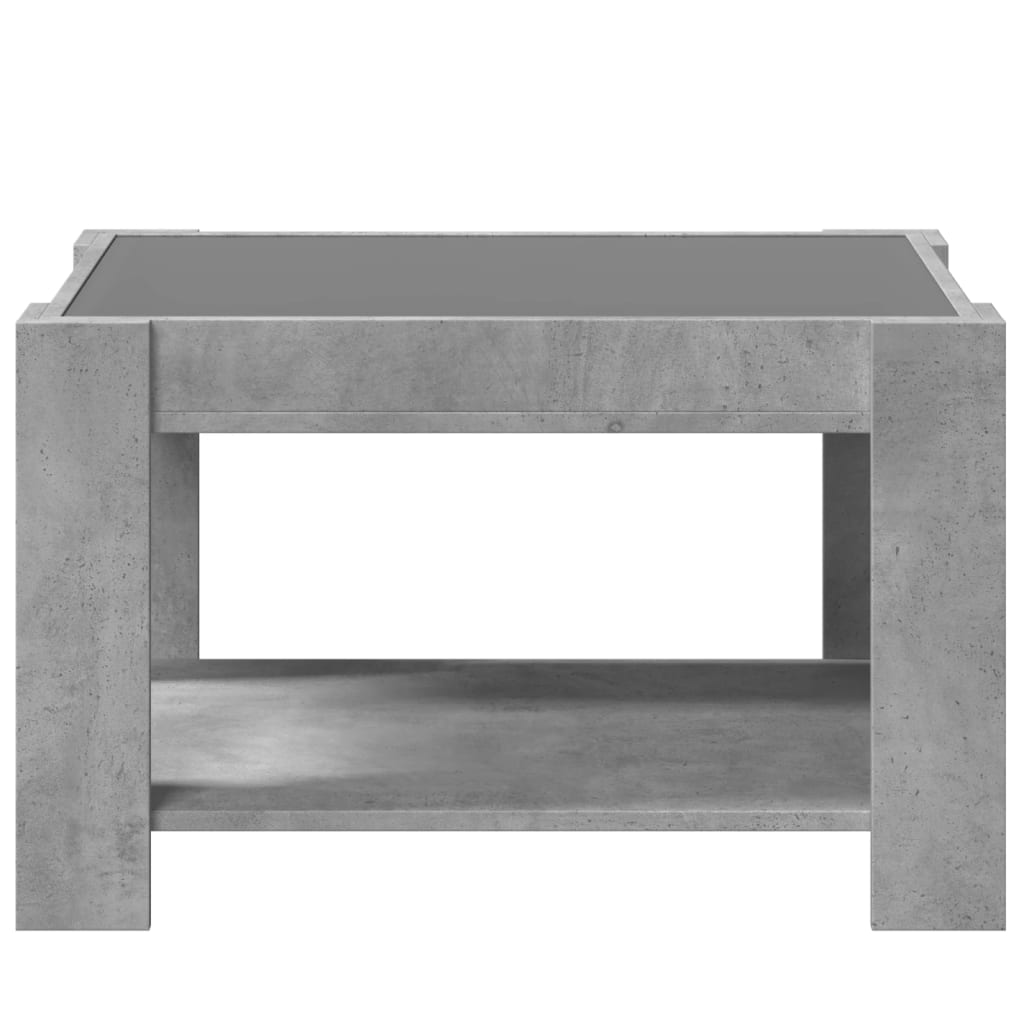 Table basse avec LED gris béton 73x53x45 cm bois d'ingénierie - XIOS