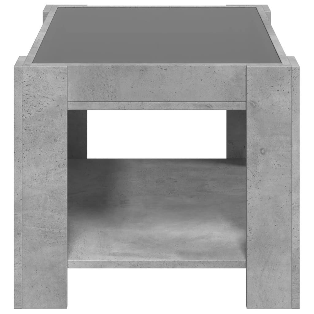 Table basse avec LED gris béton 73x53x45 cm bois d'ingénierie - XIOS