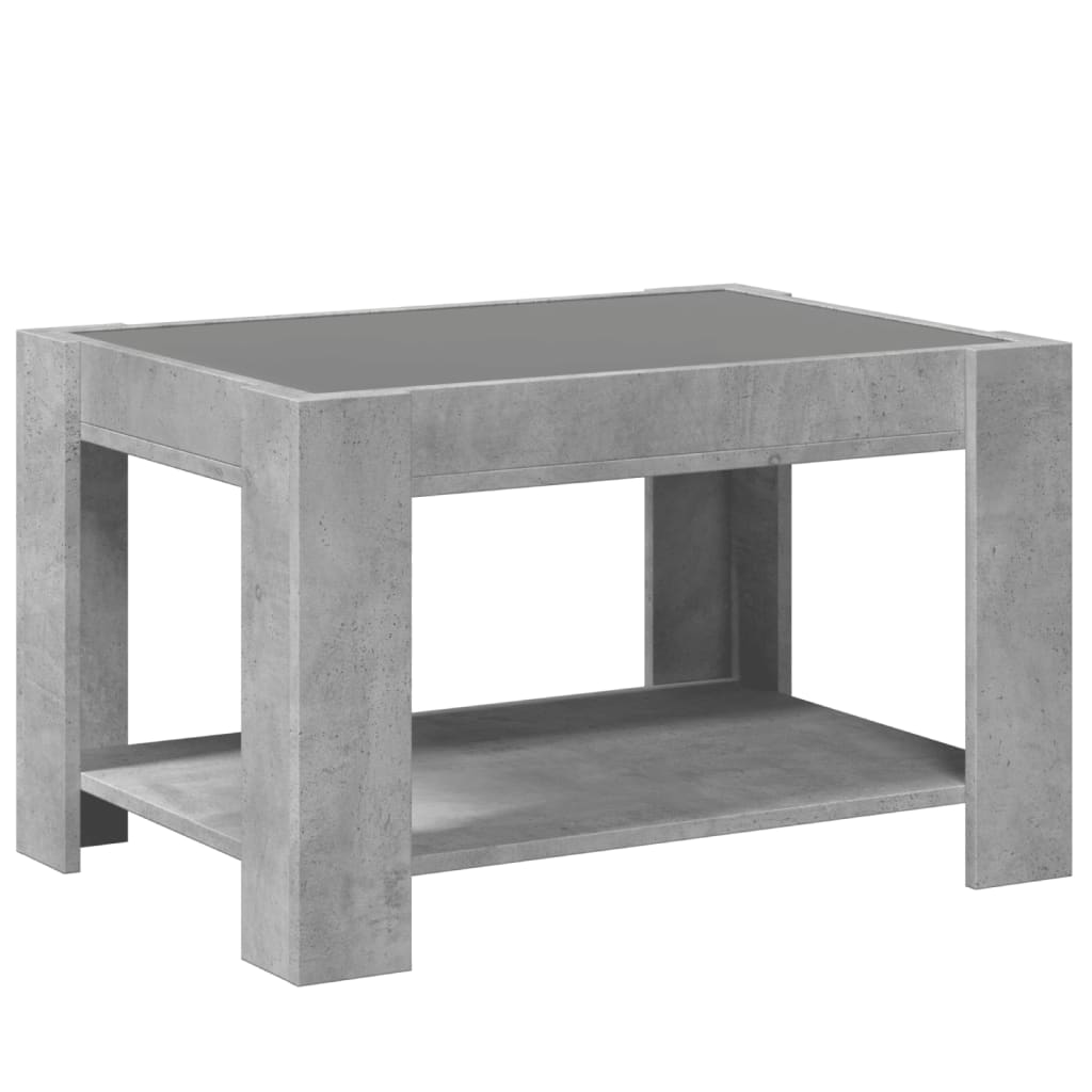 Table basse avec LED gris béton 73x53x45 cm bois d'ingénierie - XIOS