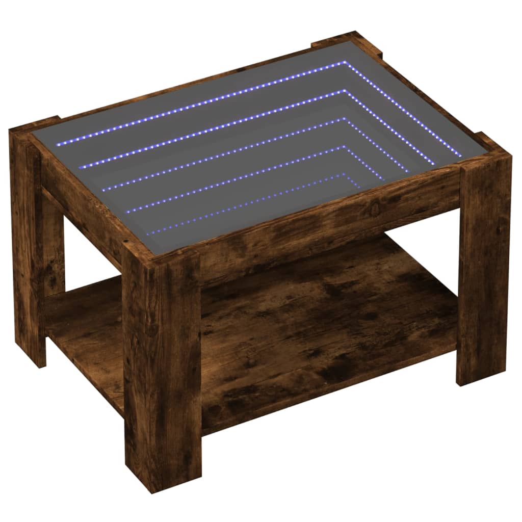 Table basse avec LED chêne fumé 73x53x45 cm bois d'ingénierie - XIOS