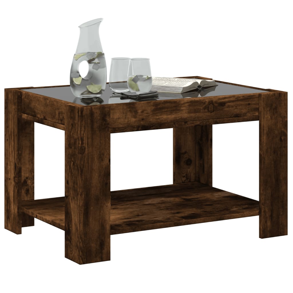 Table basse avec LED chêne fumé 73x53x45 cm bois d'ingénierie - XIOS