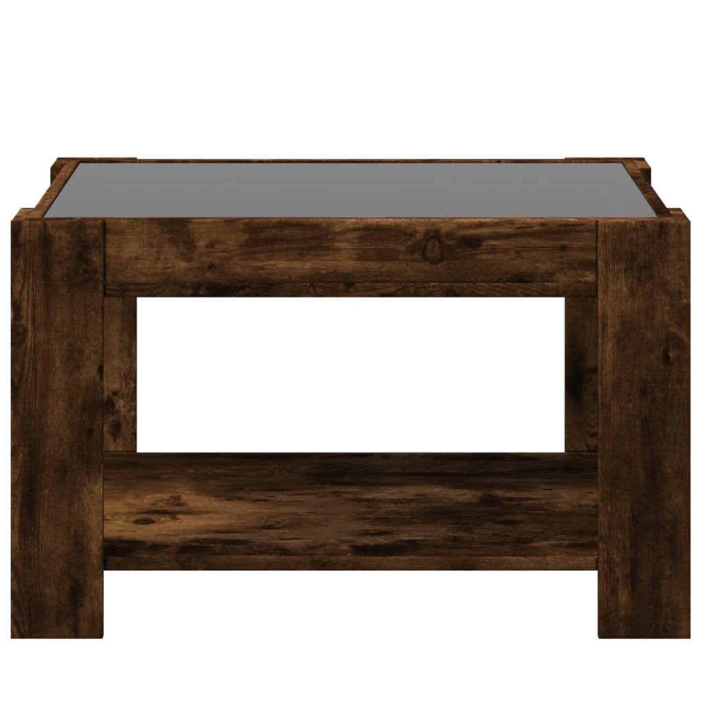 Table basse avec LED chêne fumé 73x53x45 cm bois d'ingénierie - XIOS