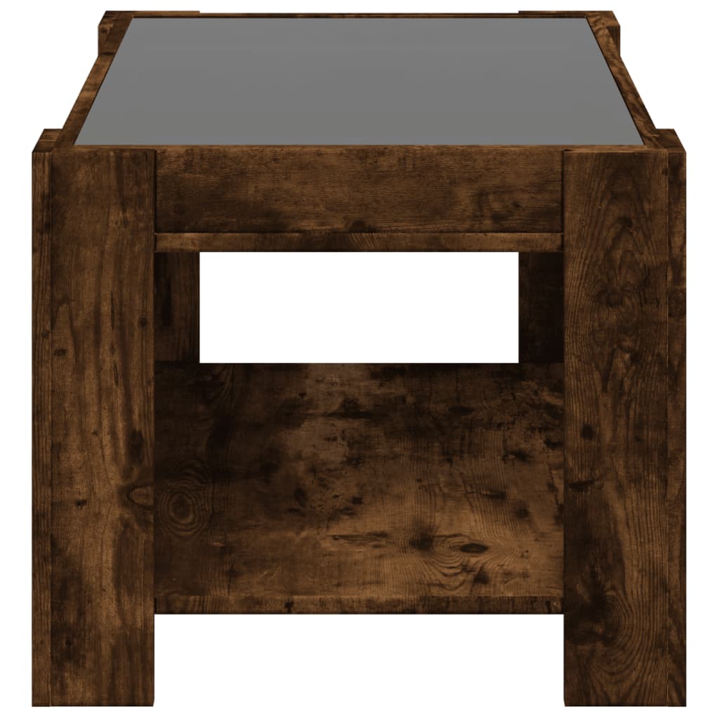 Table basse avec LED chêne fumé 73x53x45 cm bois d'ingénierie - XIOS