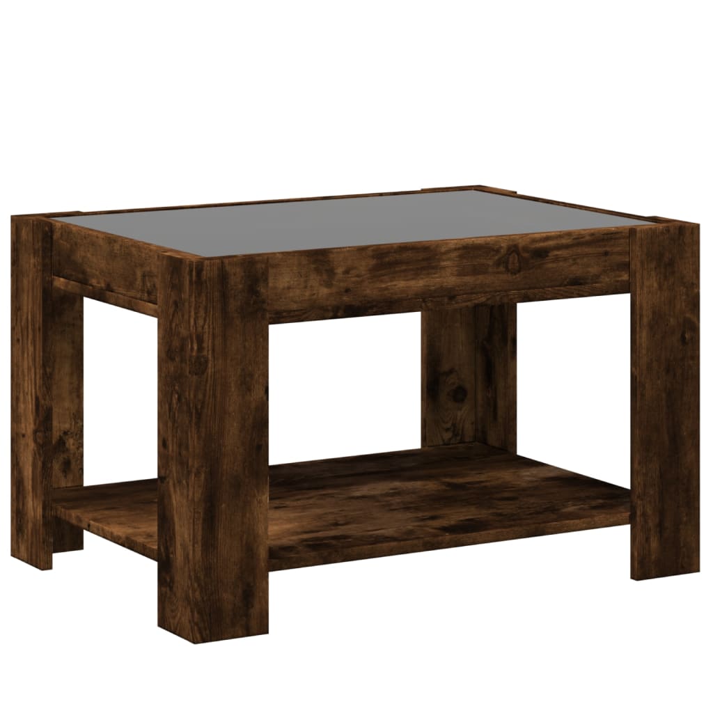 Table basse avec LED chêne fumé 73x53x45 cm bois d'ingénierie - XIOS