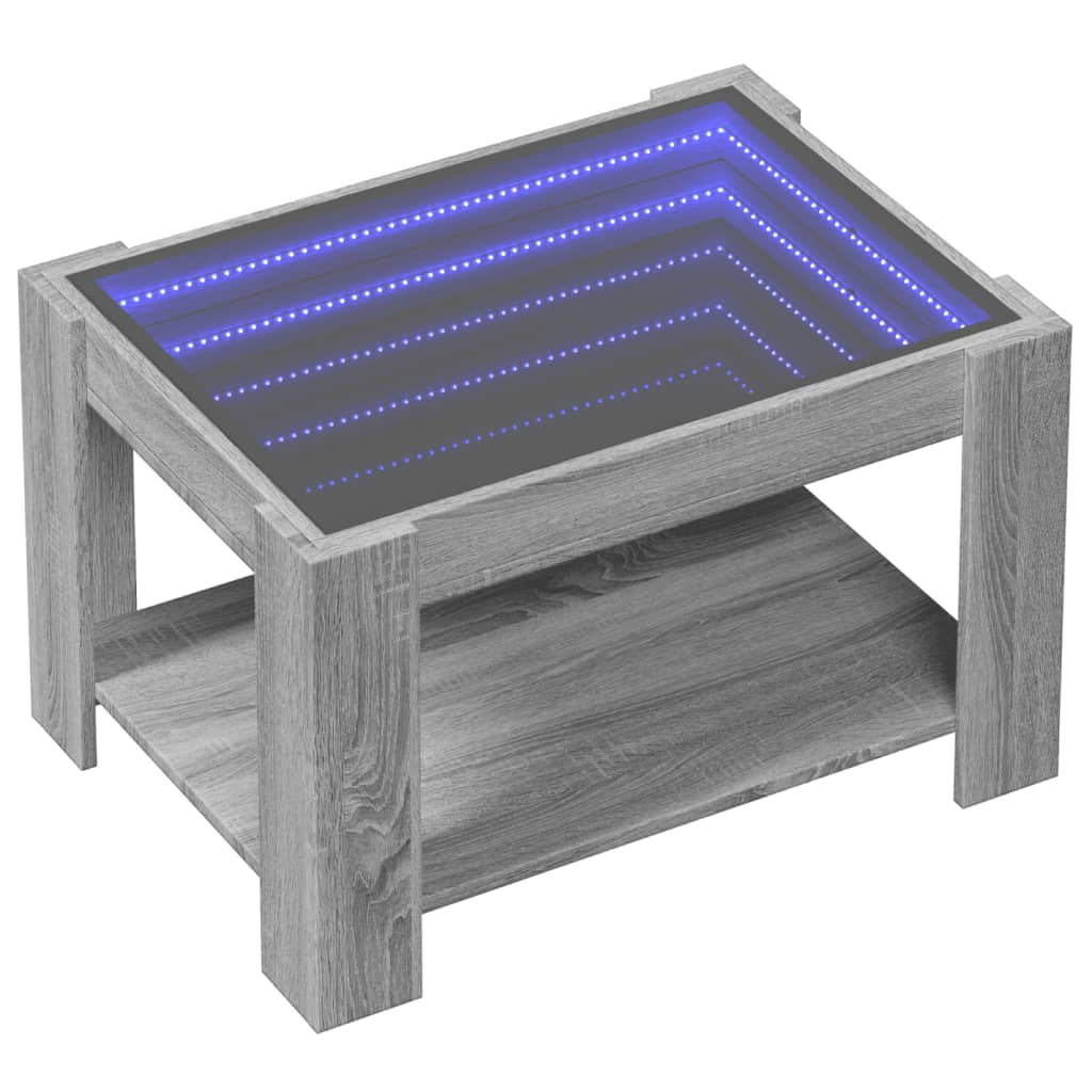 Table basse avec LED sonoma gris 73x53x45 cm bois d'ingénierie - XIOS