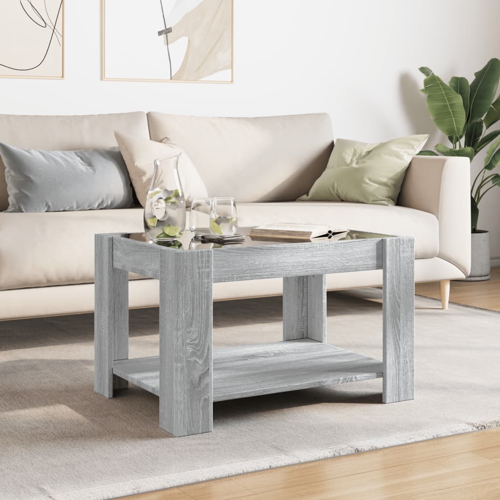 Table basse avec LED sonoma gris 73x53x45 cm bois d'ingénierie - XIOS
