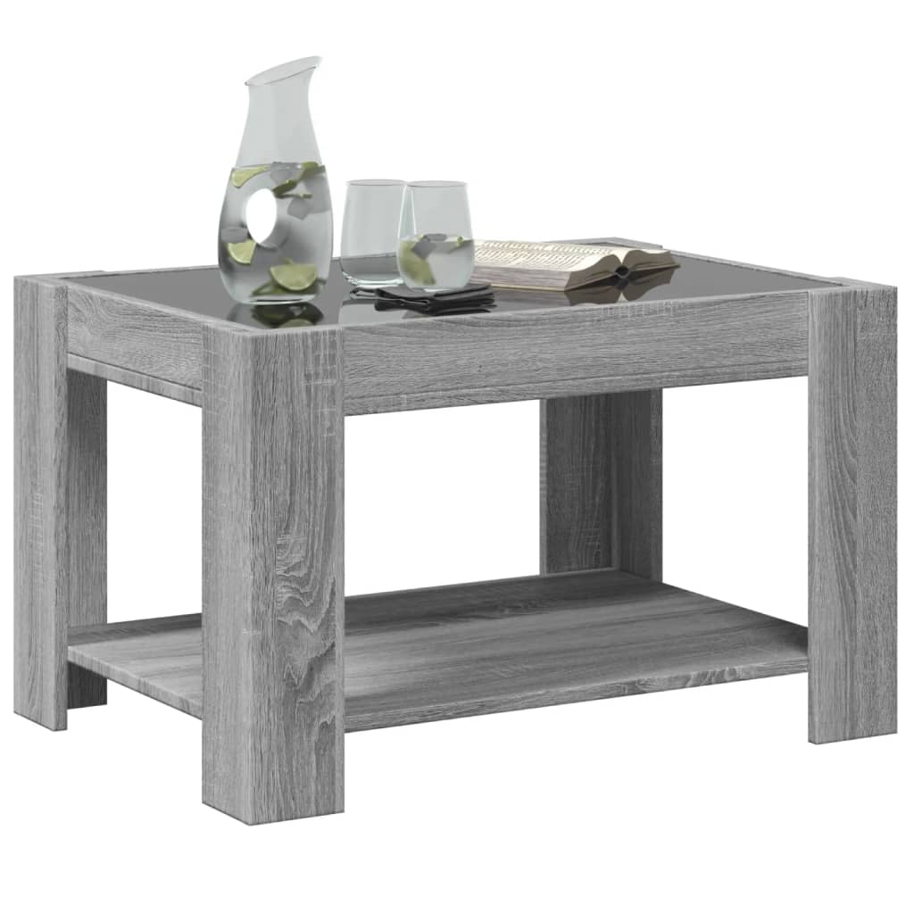 Table basse avec LED sonoma gris 73x53x45 cm bois d'ingénierie - XIOS