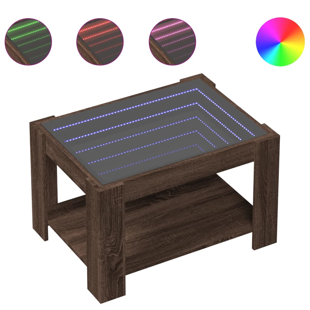 Table basse avec LED chêne marron 73x53x45 cm bois d'ingénierie - XIOS